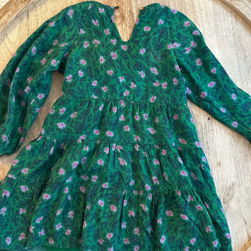 Roller Rabbit Green Tiered Ruffled Midi Dress